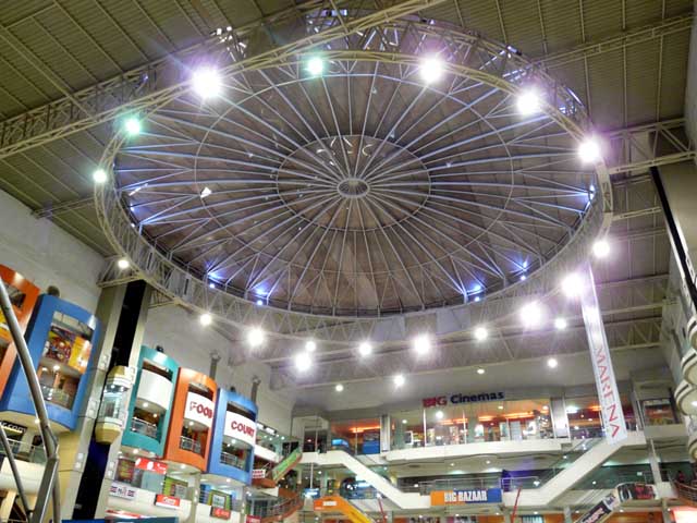 monumental skylight covered with tarp to limit solar heat gain